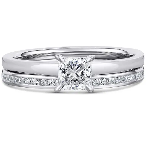 White Gold Princess Diamond Bridal Set - White Cosmos